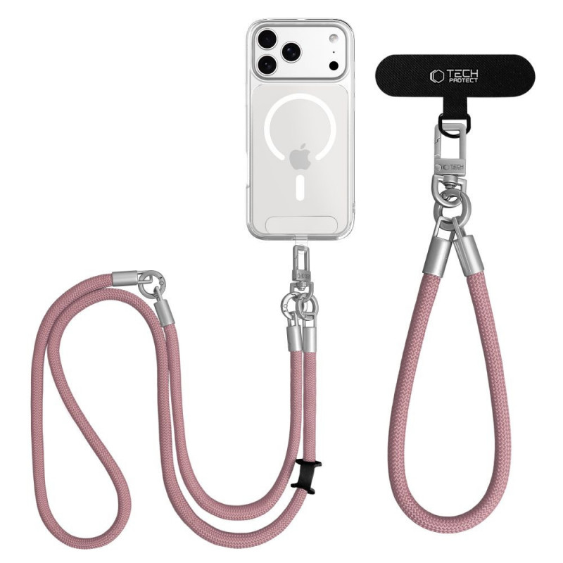Tech-Protect C10S Rope Crossbody- & Armband-Set, Dusty Rose/Titanium