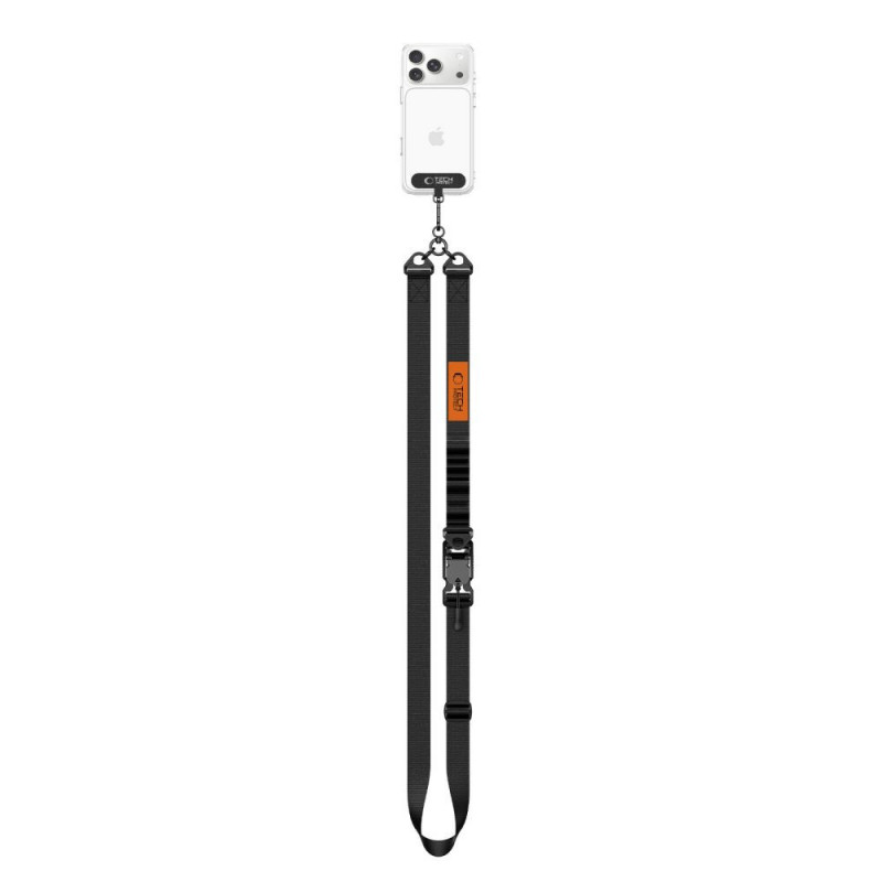 Tech-Protect C9S Rope Crossbody Handy-Tragegurt, Schwarz/Orange