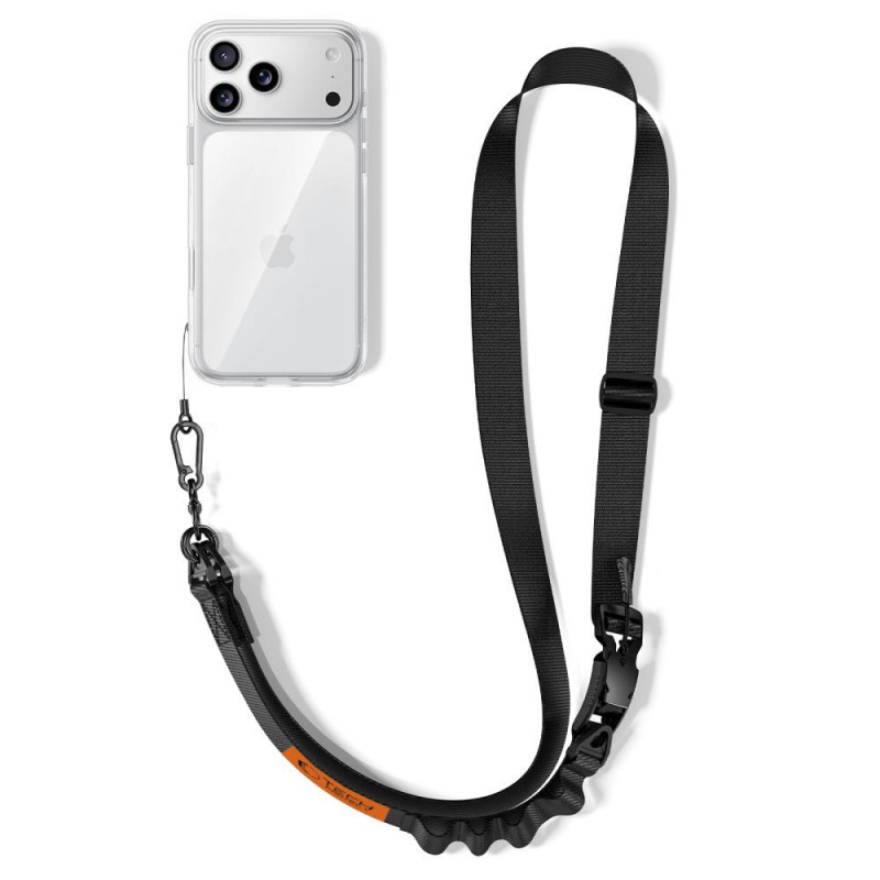 Tech-Protect C9S Rope Crossbody Handy-Tragegurt, Schwarz/Orange