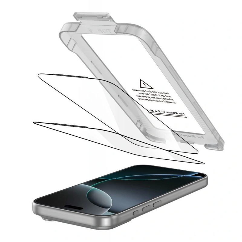 Tech-Protect Quick Set+ Displayschutzfolie aus gehärtetem Glas für Apple iPhone 17 Pro Max, Schwarz (2 Stk.)