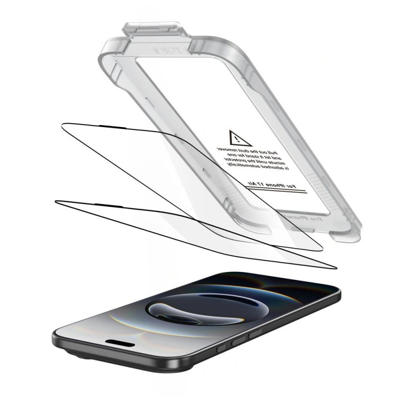 Tech-Protect Quick Set+ Displayschutz aus gehärtetem Glas für Apple iPhone Air, Schwarz (2 Stk.)