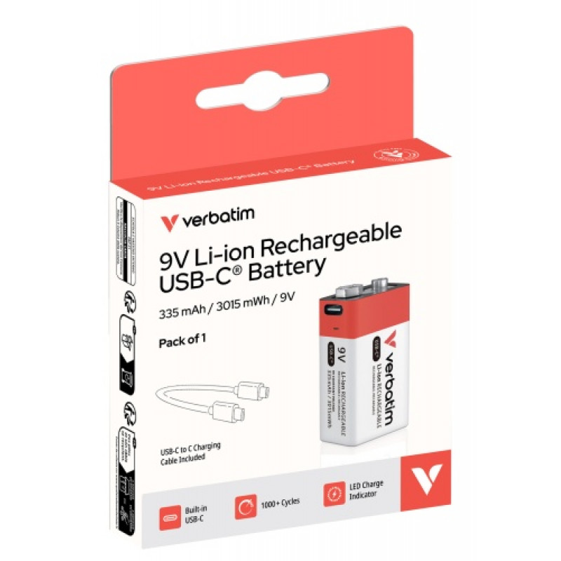 Verbatim 30251 USB-C Akku Li-ion 9V 335 mAh (1 Stk.)