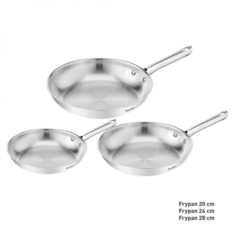 Tefal Duetto On B866S334 Pfannenset, 3 Stück, 20/24/28 cm, Edelstahl
