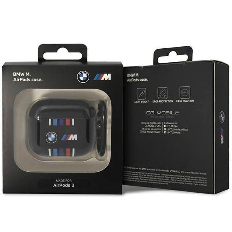 BMW BMA322SWTK Cover mit mehrfarbigen Streifen für Apple AirPods 3, schwarz