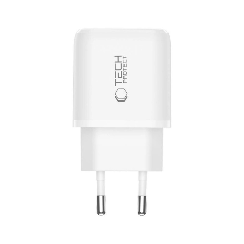 Tech-Protect NCA30 USB-A, USB-C Wandladegerät PD 30W / QC3.0, Weiß