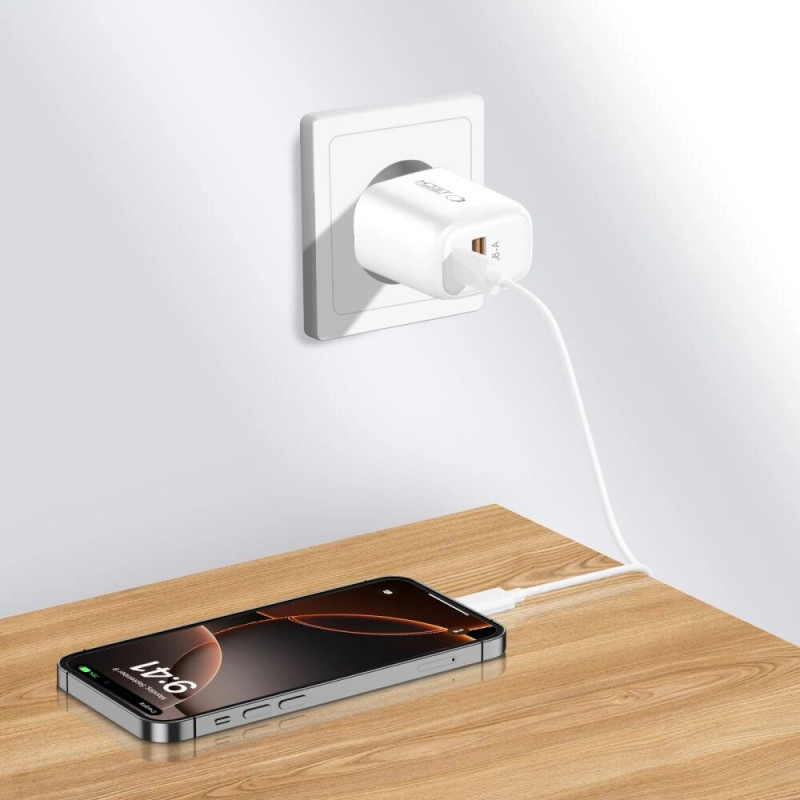 Tech-Protect NCA30 USB-A, USB-C Wandladegerät PD 30W / QC3.0, Weiß
