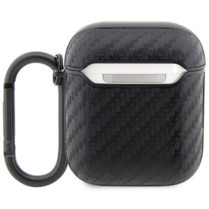 BMW BMA2WMPUCA2 Carbon Double Metal Logo Hülle für Apple AirPods 1/2, schwarz