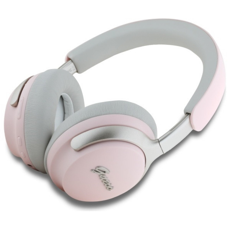Guess GUBHC22PSBCSMP Metal Script Logo kabellose Over-Ear-Kopfhörer, ANC/ENC, pink