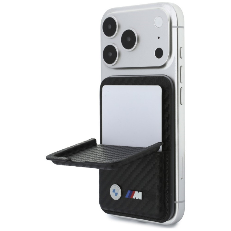 BMW M Carbon Metal Logos MagSafe Wallet, schwarz