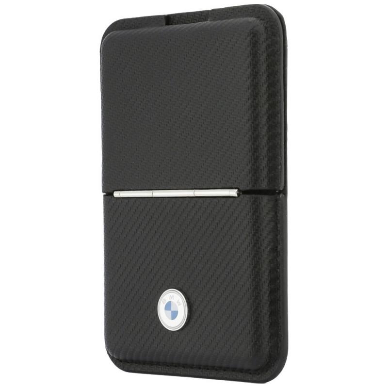 BMW Carbon Metal Logos MagSafe Wallet, schwarz