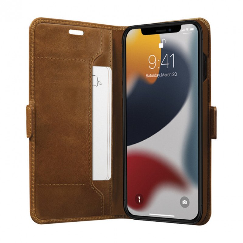dbramante1928 Copenhagen Slim Flip-Hülle, genarbtes Leder, Tan, für Apple iPhone 13 mini (CS54GT001324)