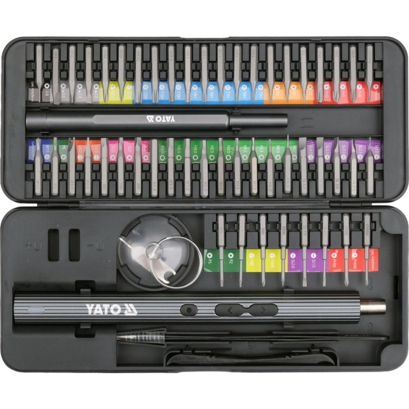 YATO YT-25770 Schraubendreher-Set mit Bits, 3,7 V, 56 Stück