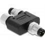 Delock 60858 M8 Y-Splitter A-kodiert 4-polig, 1 x Stecker auf 1 x Stecker und 1 x Buchse