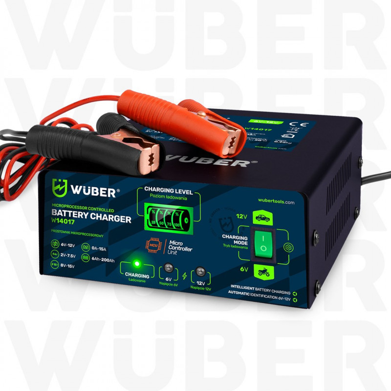 Wuber W14017 Mikroprozessor-Batterieladegerät, 6-12 V, 15 A