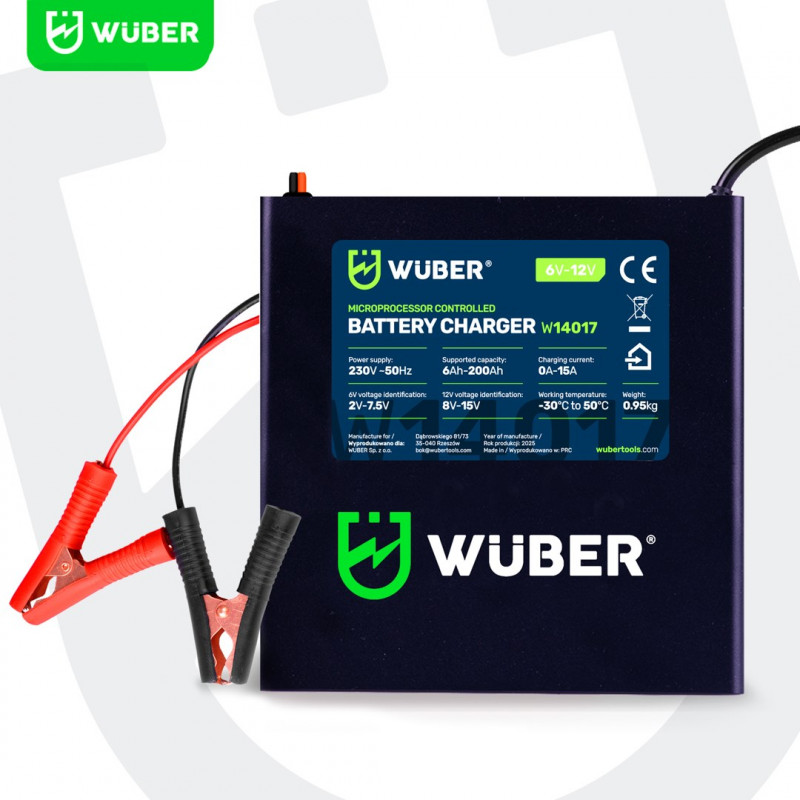 Wuber W14017 Mikroprozessor-Batterieladegerät, 6-12 V, 15 A