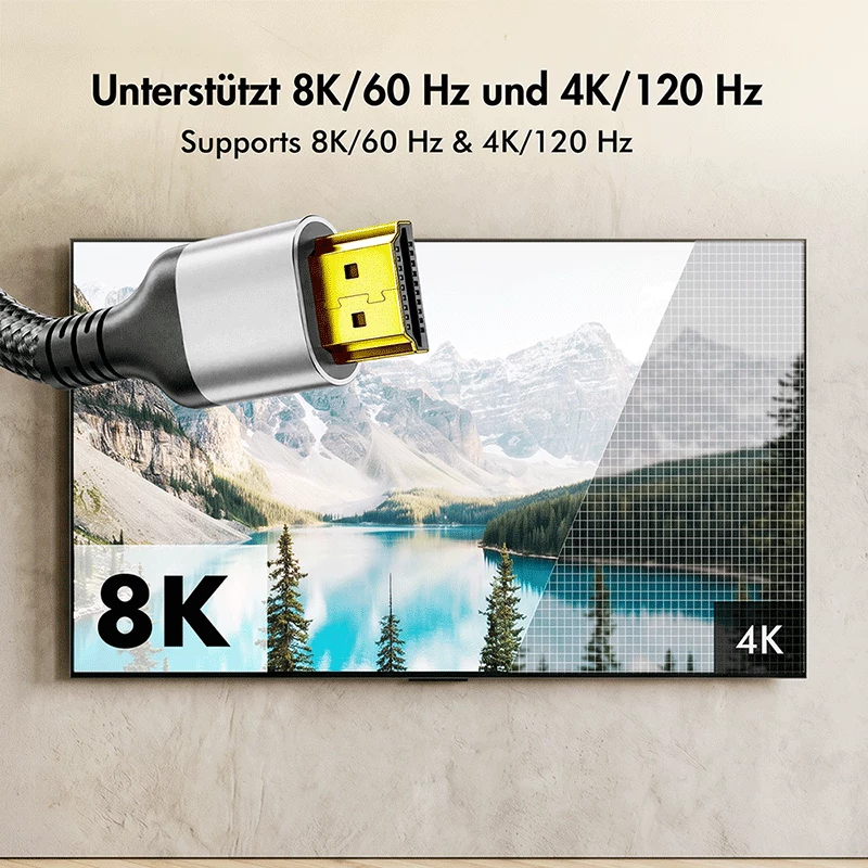 LogiLink CH0123 HDMI-Kabel, A/M auf A/M, 8K/60 Hz, 48 Gbps, Metall, Nylon, schwarz/grau, 3 m