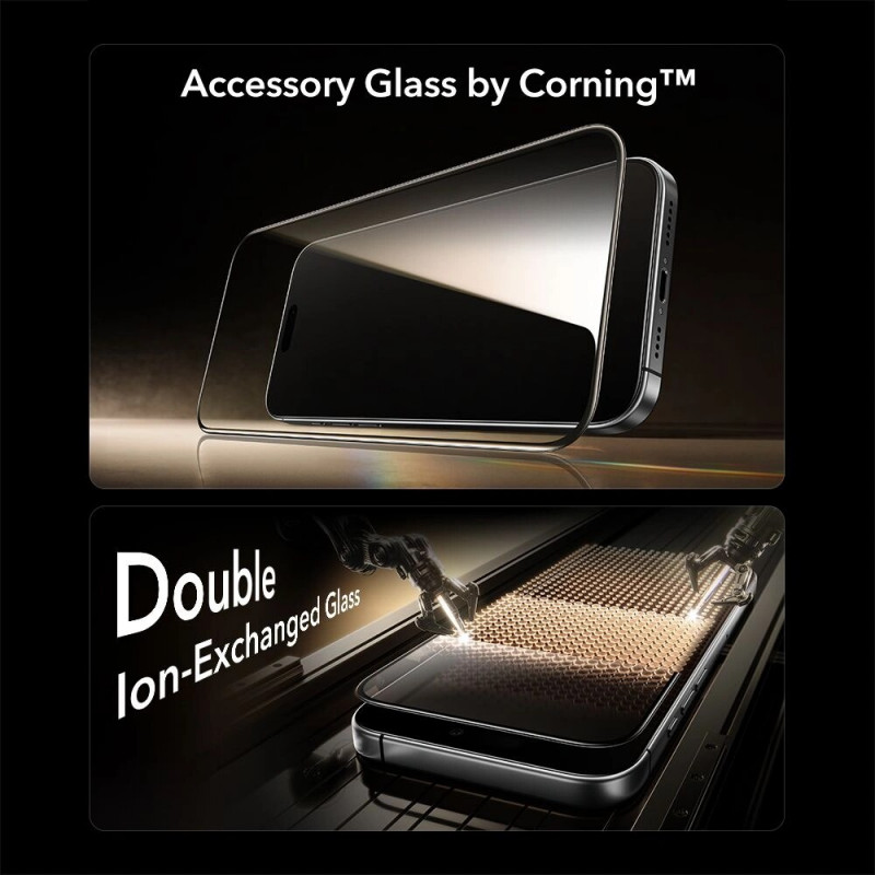 ESR UltraFit Armorite Pro gehärtetes Glas für Apple iPhone 16 Pro / 17, transparent, Glas von Corning (ESR926)
