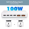 LogiLink PA0418 USB-A/C Desktop-Ladegerät, 100 W, GaN, 6 Ports, 2x USB-A (QC), 4x USB-C (PD), Weiß