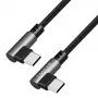 LogiLink CU0460 USB 2.0 Type-C Kabel, C/M 90° auf C/M 90°, 480 Mbps, 100W, Metall, silber/schwarz, 0,5 m