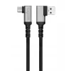LogiLink CU0471 USB 3.2 Gen1 Type-C Kabel, A/M 90° auf C/M 90°, 5 Gbps, 60 W, Metall, silber/schwarz, 1 m