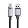 Logilink CU0107 USB-2.0-Kabel, USB-A/M auf USB-B/M, 480 Mbps, Nylon, Metall, schwarz/silber, 2 m