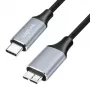 Logilink CU0198 USB 3.2 Gen1 Type-C Kabel, C/M auf Micro-USB/M, 5 Gbps, Nylon, Metall, schwarz/silber, 1 m