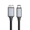 Logilink CU0198 USB 3.2 Gen1 Type-C Kabel, C/M auf Micro-USB/M, 5 Gbps, Nylon, Metall, schwarz/silber, 1 m