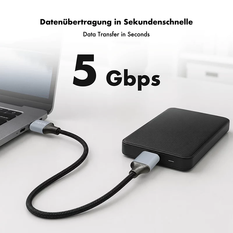 Logilink CU0291 USB-3.0-Kabel, A/M auf Micro-USB/M, 5 Gbps, Nylon, Metall, schwarz/silber, 2 m