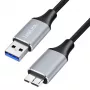 Logilink CU0290 USB-3.0-Kabel, A/M auf Micro-USB/M, 5 Gbps, Nylon, Metall, schwarz/silber, 1 m