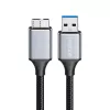Logilink CU0290 USB-3.0-Kabel, A/M auf Micro-USB/M, 5 Gbps, Nylon, Metall, schwarz/silber, 1 m