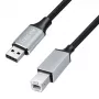 Logilink CU0108 USB-2.0-Kabel, USB-A/M auf USB-B/M, 480 Mbps, Nylon, Metall, schwarz/silber, 3 m