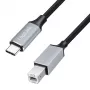 Logilink CU0516 USB 2.0 Type-C Kabel, C/M zu B/M, 480 Mbps, Nylon, Metall, schwarz/silber, 3 m