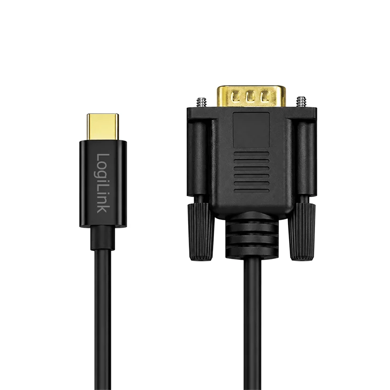 Logilink UA0476 USB 3.2 Gen1 Type-C Kabel, C/M zu VGA/M, 1080p/60 Hz, schwarz, 3 m