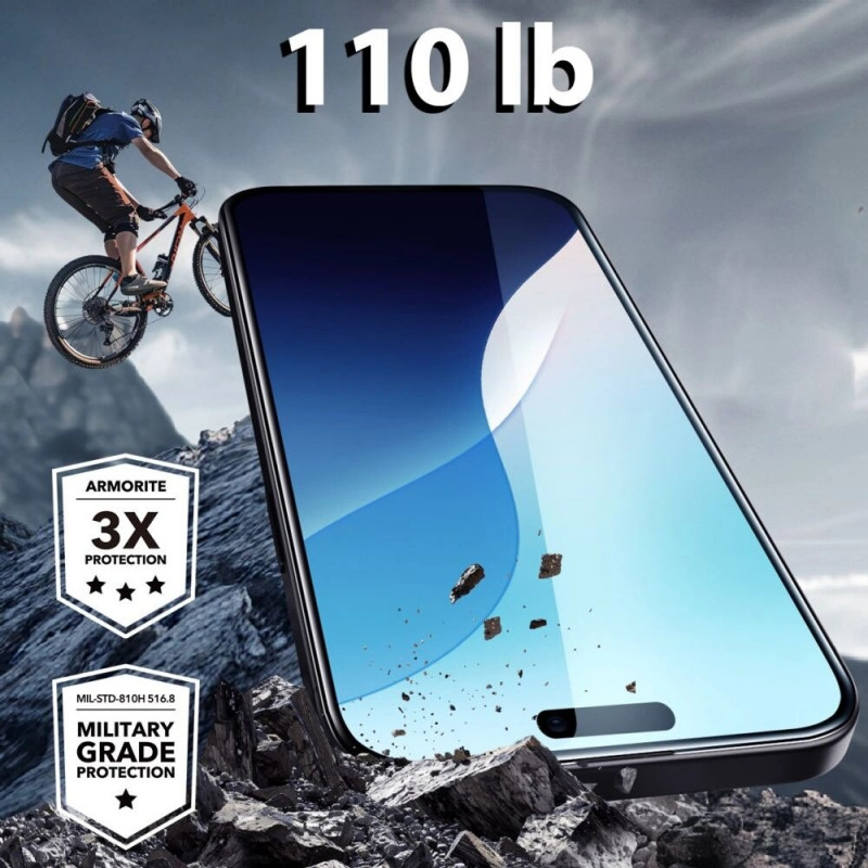 ESR Armorite gehärtetes Glas für Apple iPhone 16, schwarzer Rahmen