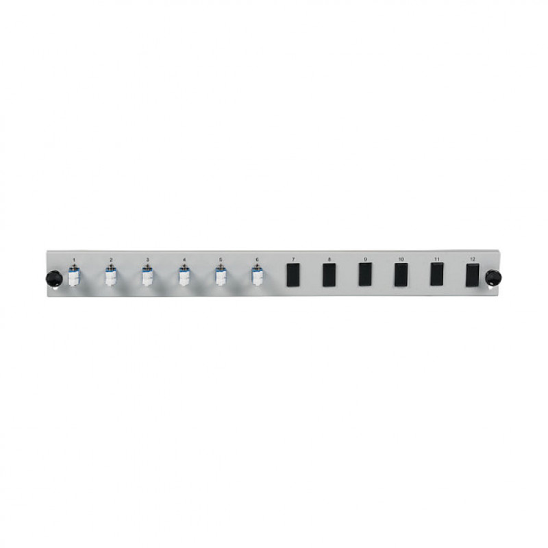 EFB Elektronik SB-FP-6SC-S-OM4 LWL-Frontplatte für Rackmontage, 1U, grau, Metall, 432 mm
