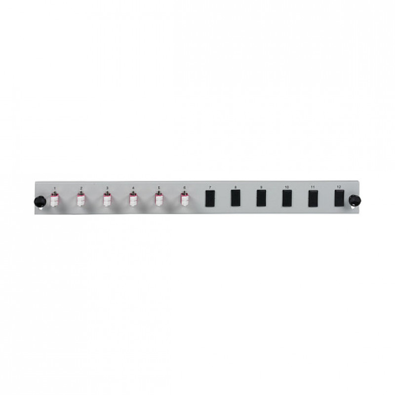 EFB Elektronik SB-FP-6SC-S-OM4 LWL-Frontplatte für Rackmontage, 1U, grau, Metall, 432 mm