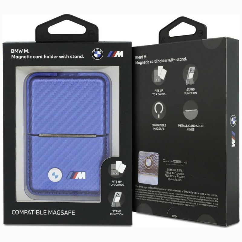 BMW M Carbon Metal Logos MagSafe Wallet, blau
