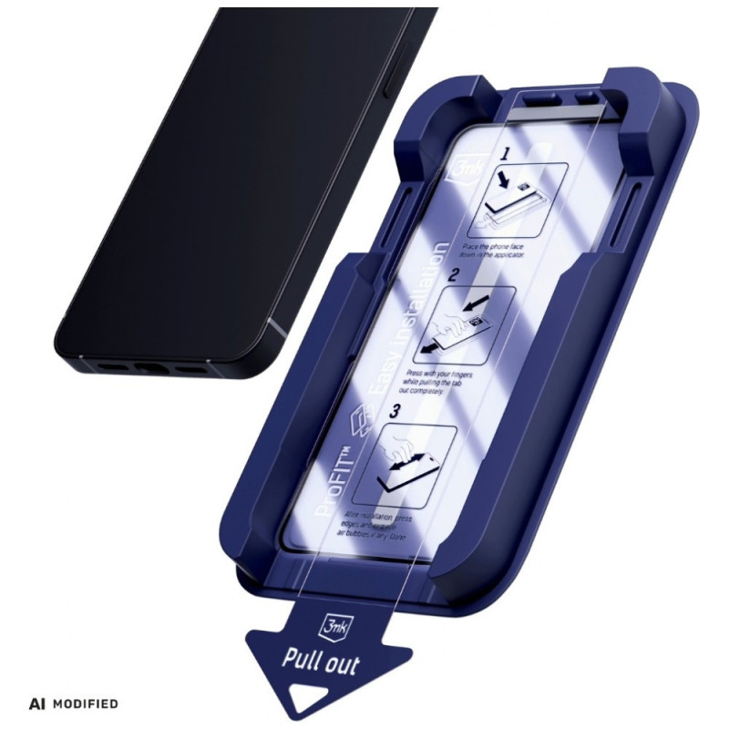 3MK HardGlass Max gehärtetes Glas mit Applikator für Apple iPhone 15 / 16, schwarz