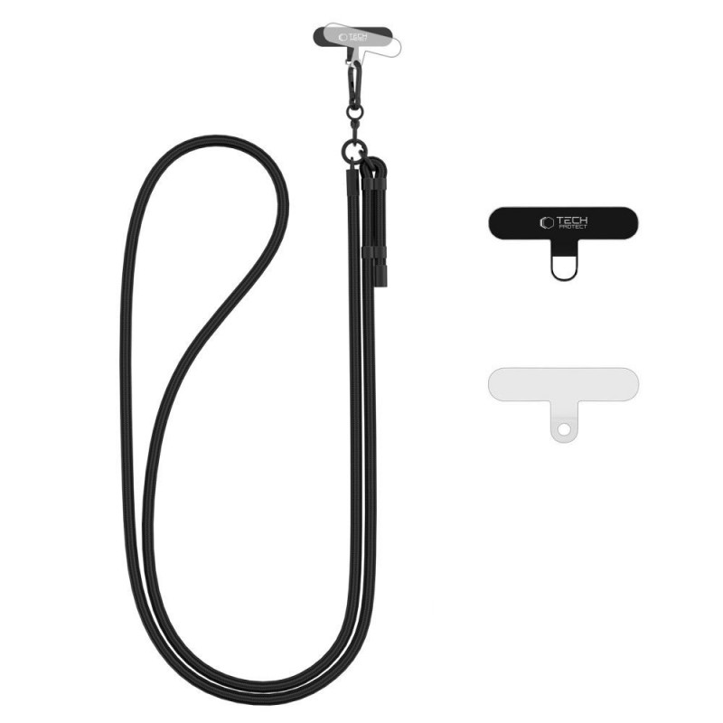 Tech-Protect C1S Rope Crossbody Strap, Schwarz/Schwarz