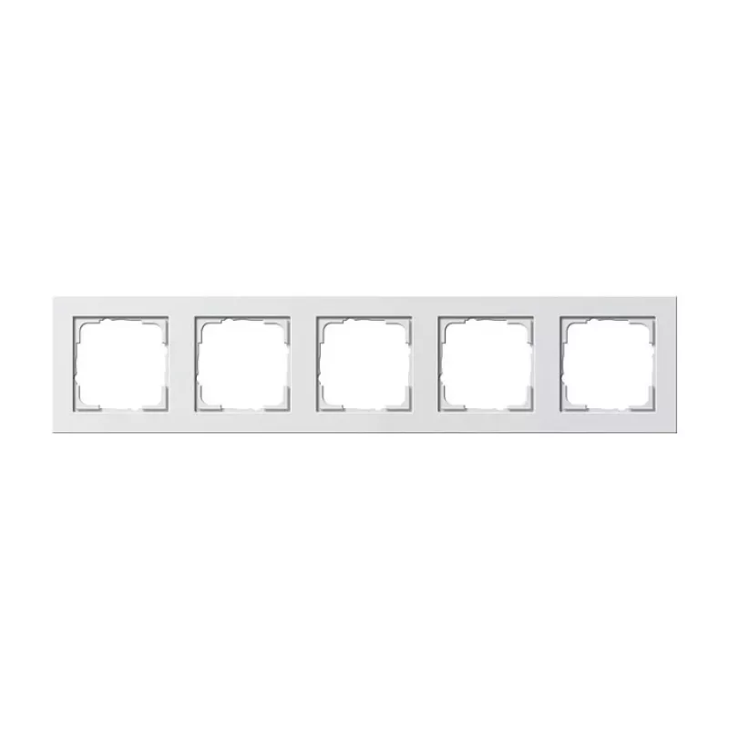 Gira E2 Rahmen 021522, 5-fach, Weiß, matt, Thermoplast, schraubenlos