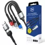 3MK Hyper Cable N-SERIES 6in1 USB-C / USB-A auf USB-C / MicroUSB / Lightning Kabel, QC 3.0, 18 W (9 V / 2 A), 1.2 m, Schwarz