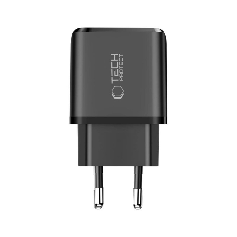 Tech-Protect NCA20 USB-A / USB-C Wandladegerät PD 20W / QC3.0, Schwarz