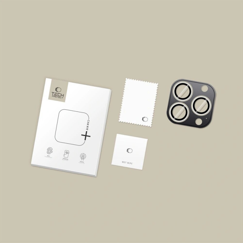 Tech-Protect Camring Fit+ Kameralinsen-Abdeckungen für Apple iPhone 14 Pro / 14 Pro Max / 15 Pro / 15 Pro Max / 16 Pro / 16 Pro Max / 17 Pro / 17 Pro Max, Silber