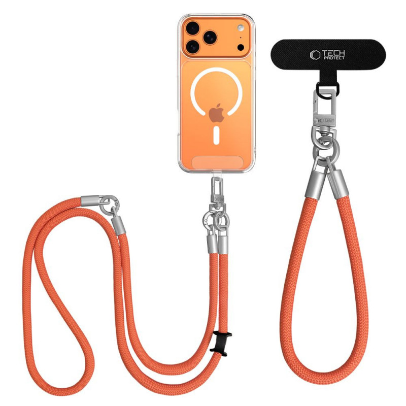 Tech-Protect C10S Rope Crossbody & Wrist Handyband-Set, Orange/Titan