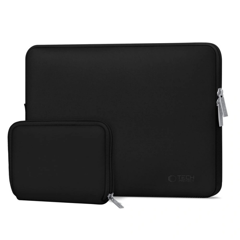 Tech-Protect NeoSlim THP3383 Laptop-Hülle 13-14 Zoll mit Zubehörtasche, Schwarz