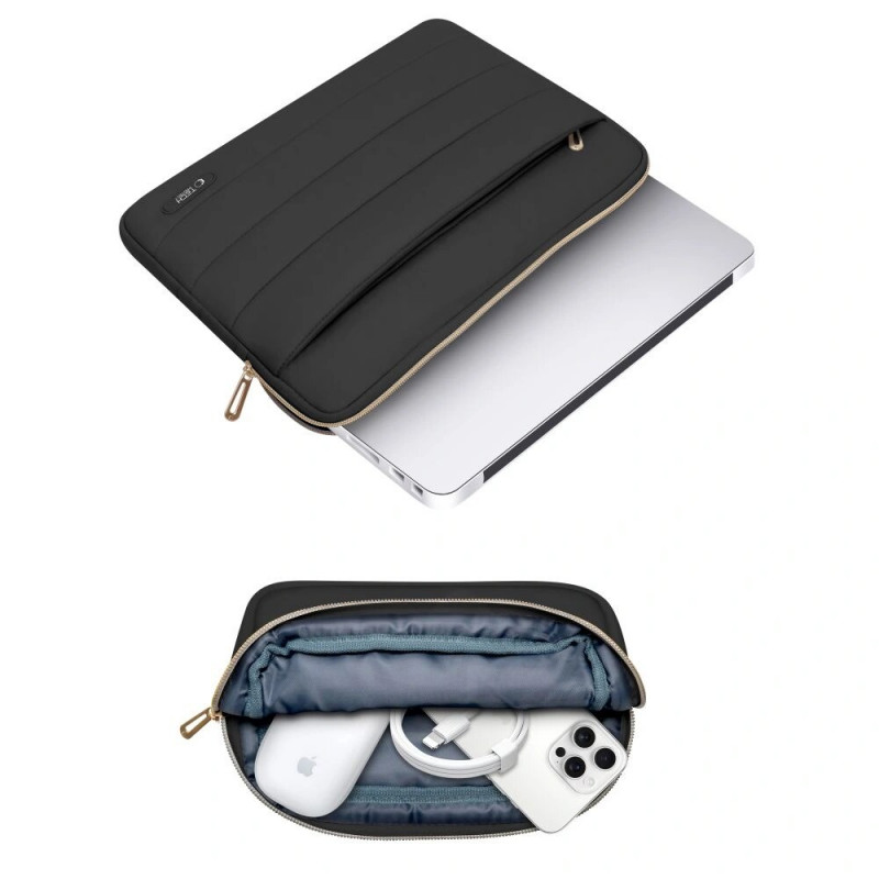 Tech-Protect Puffy THP3482 Laptop-Hülle 15-16" mit Zubehörtasche, Schwarz