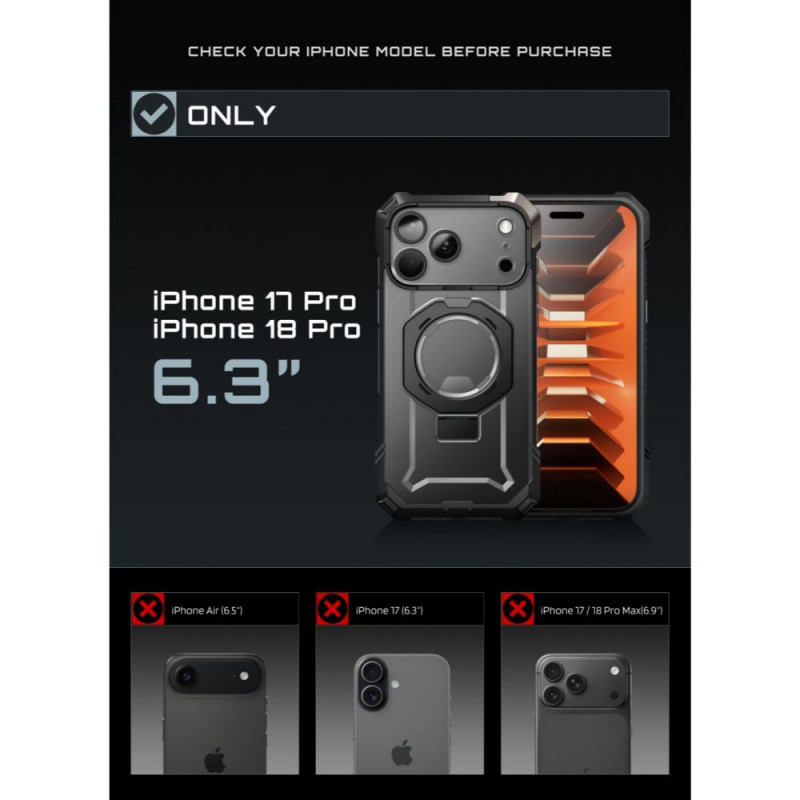 Supcase UB Grip Mag MagSafe Hülle für Apple iPhone 17 Pro / 18 Pro, schwarz