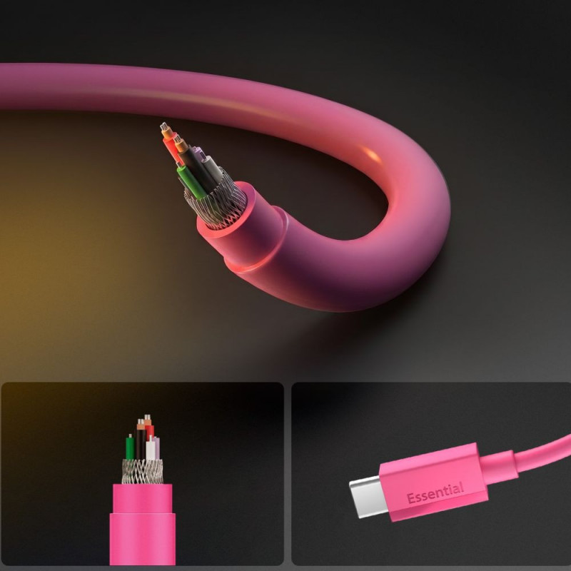 Spigen EB6010CC Essential USB-C-auf-USB-C-Kabel 60W 100 cm, Pink