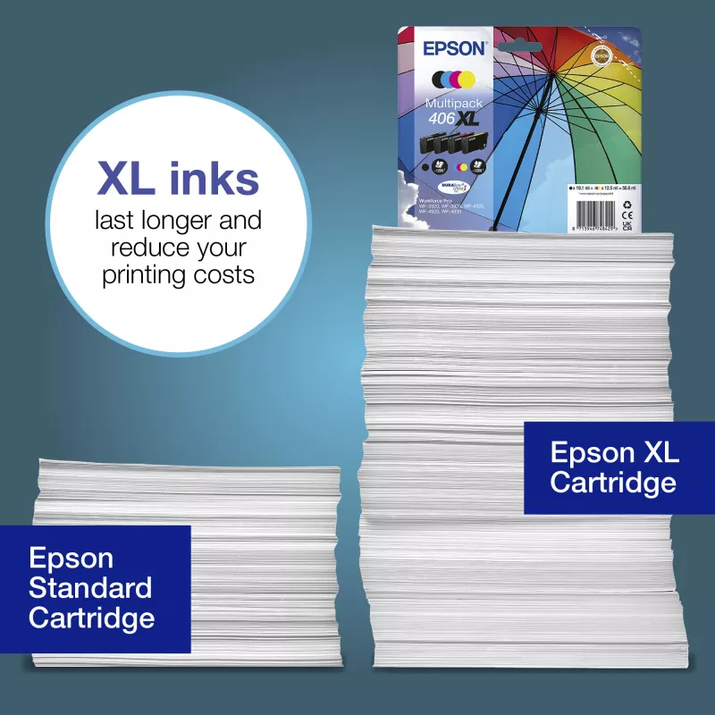 Epson 406XL Umbrella DURABrite Ultra Multipack EasyMail 4er-Pack, XL (C13T17H64510)