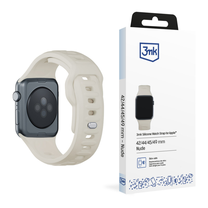 3mk Silikon-Uhrenarmband für Apple Watch 42/44/45/49 mm, beige